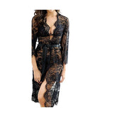 Women's Sexy Transparent lace Robe Lingerie with Bikini